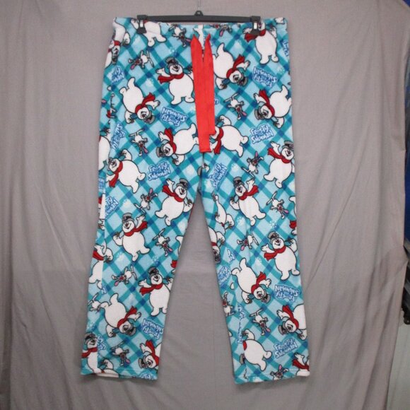Frosty The Snow Man Fleece Pajama Pants Blue Women Size | XL - Picture 1 of 11